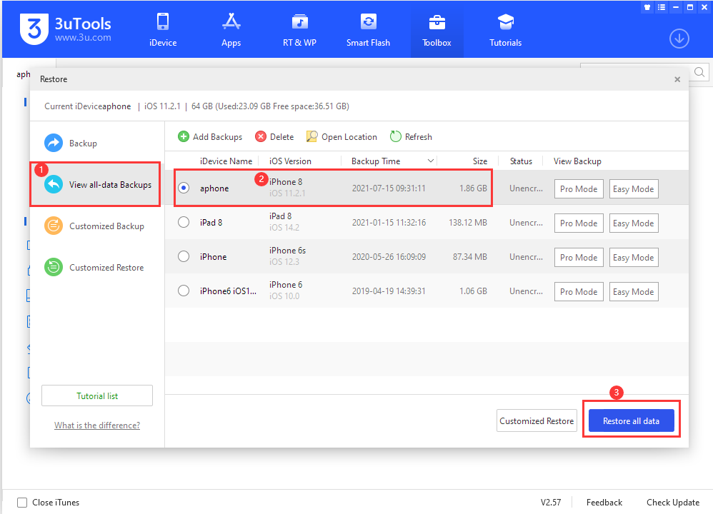 How to Choose Backup & Restore and Customized Backup & Restore?