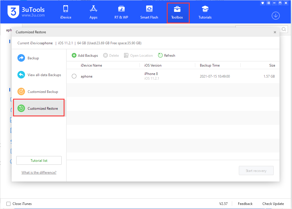 How to Choose Backup & Restore and Customized Backup & Restore?